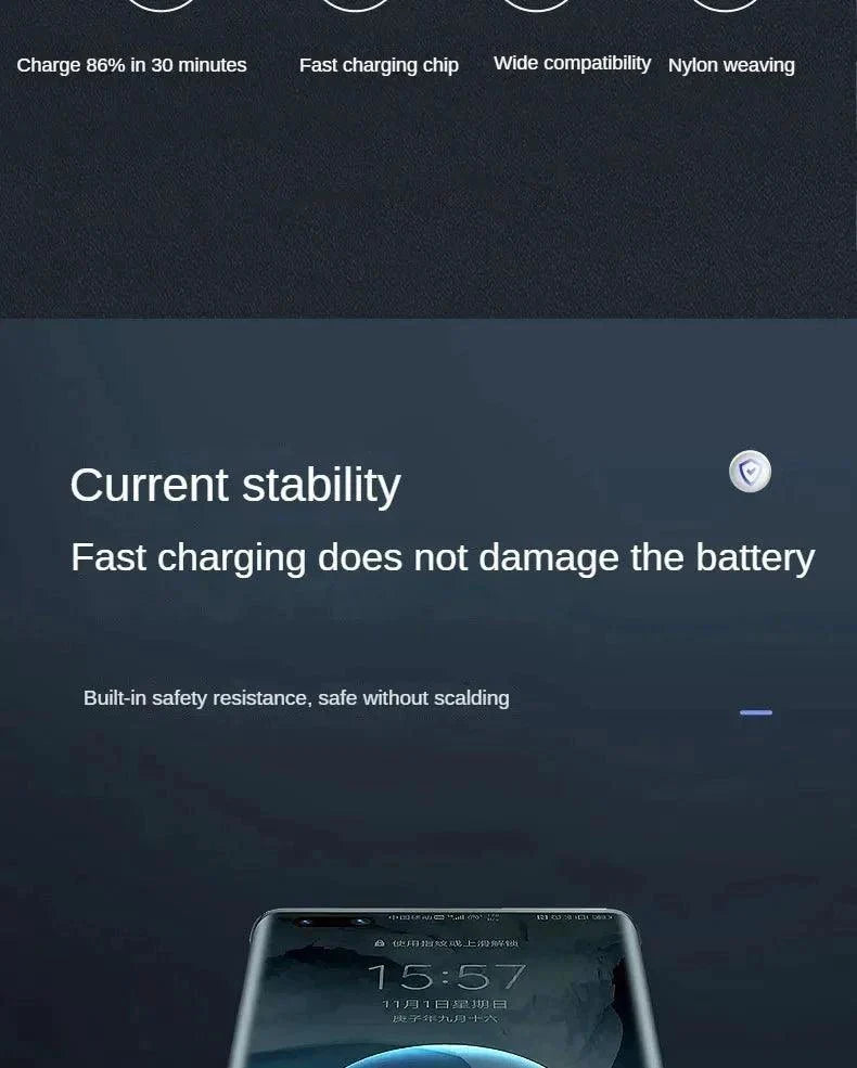 PD 120W Super Charging USB Type-C Cable for Fast Charging