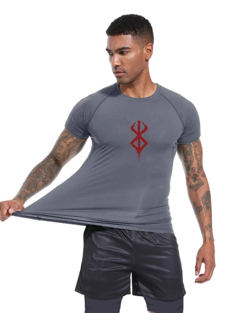 Camisa de compresión estampada para hombre - Camiseta de entrenamiento de verano