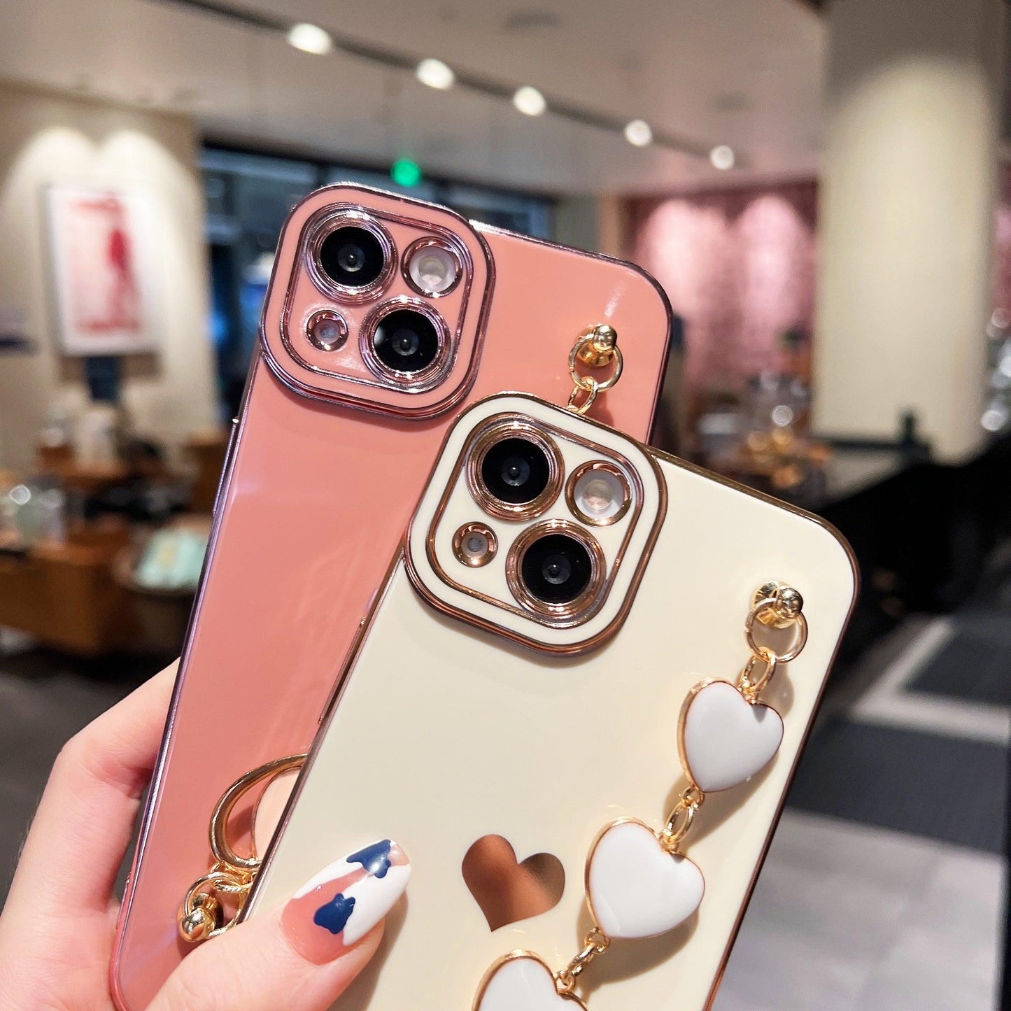 Luxury Love Heart Sparkle Case with Chain Strap for iPhone
