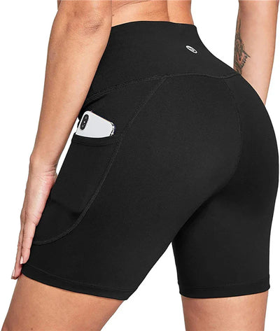Shorts de yoga taille haute longueur genou pour femmes