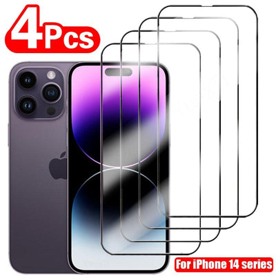 4Pcs Full Cover Tempered Glass Screen Protector for iPhone