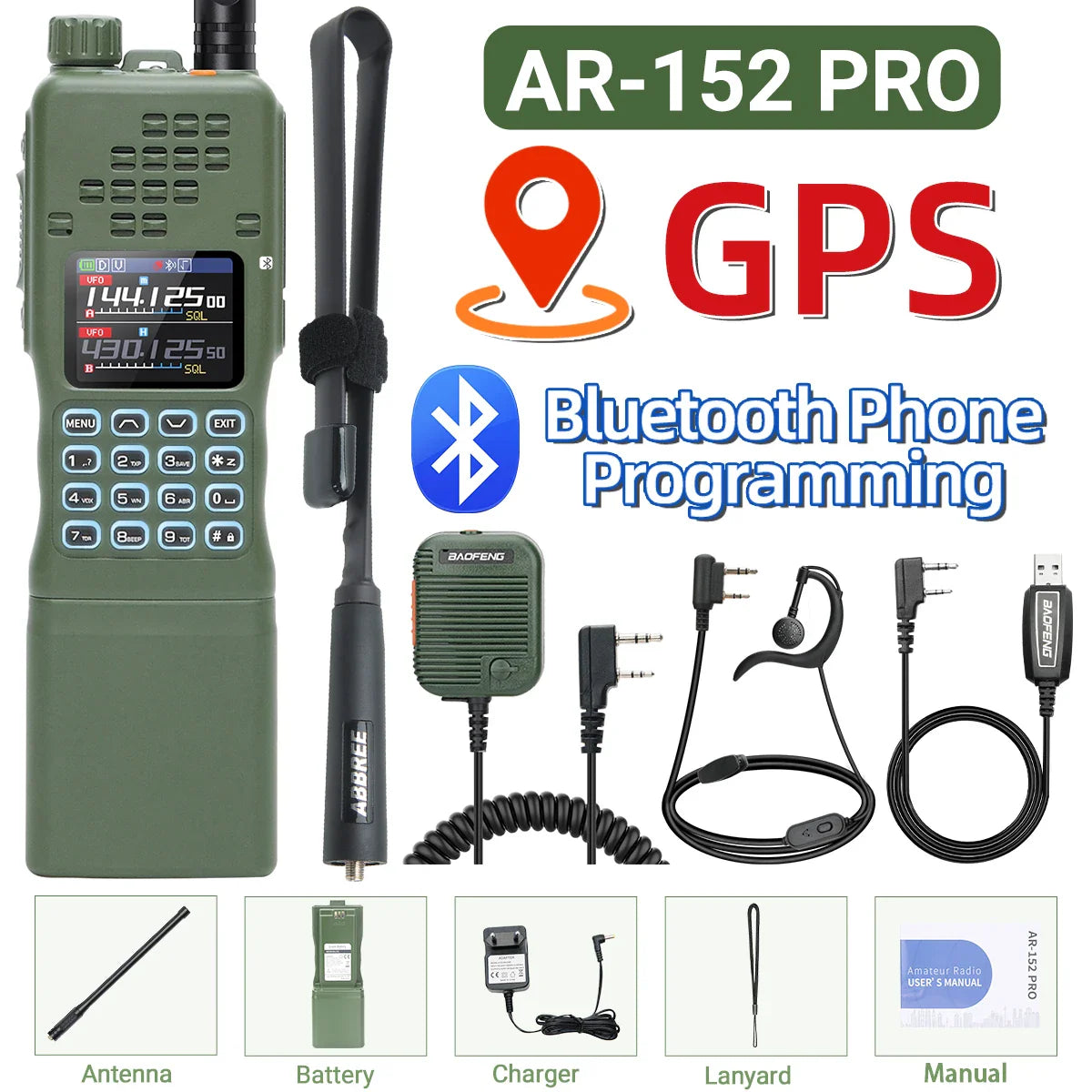 BAOFENG AR-152 PRO 10W GPS Bluetooth Radio Bidireccional