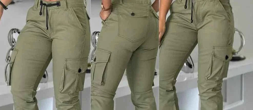 Pantalones Cargo Slim de Cintura Alta para Mujer