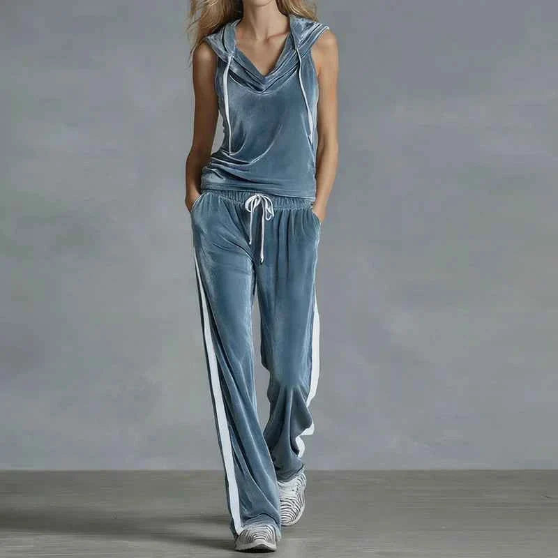Conjunto de chándal de terciopelo para mujer casual de verano