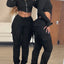 Ensemble Zip Crop Hoodie & Jogger V-Waist