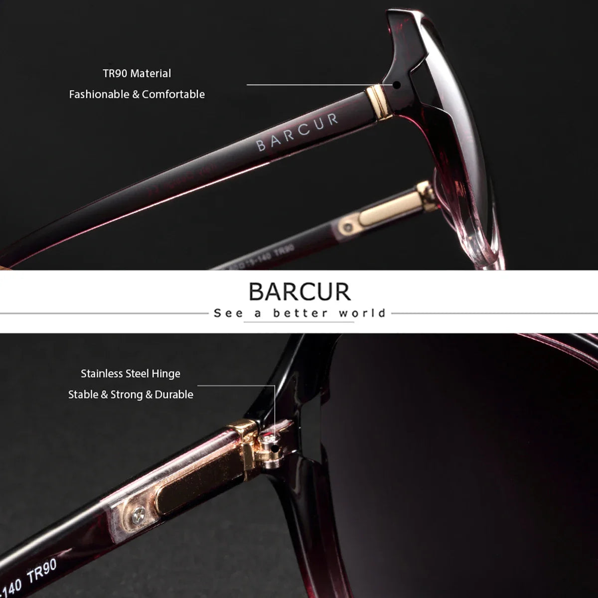 Lunettes de soleil carrées surdimensionnées polarisées BARCUR pour femmes
