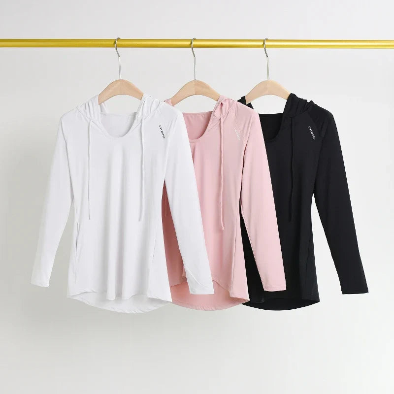 Camiseta con capucha para yoga y running AirFlow para mujer