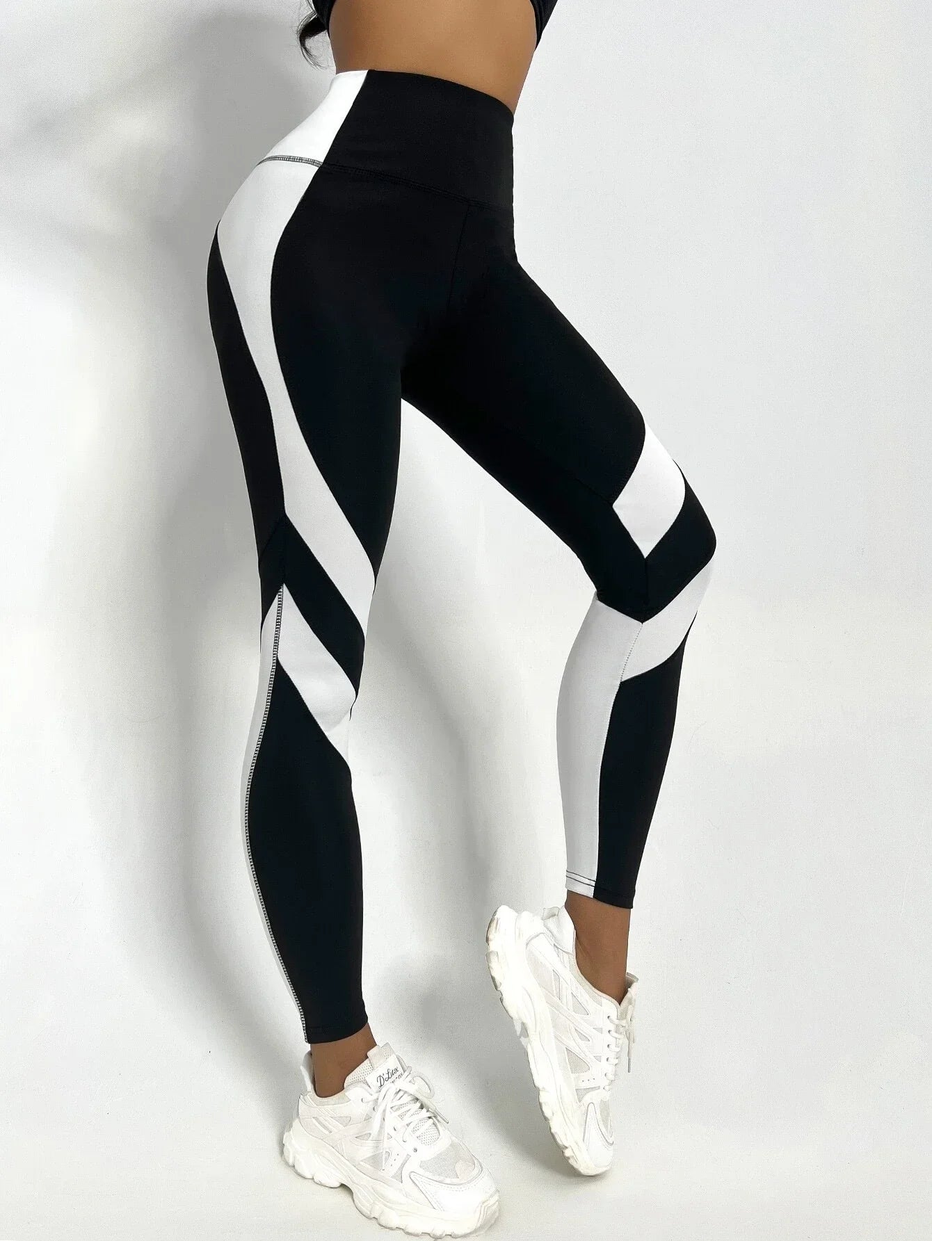Leggings de Yoga Bicolor con Control de Abdomen
