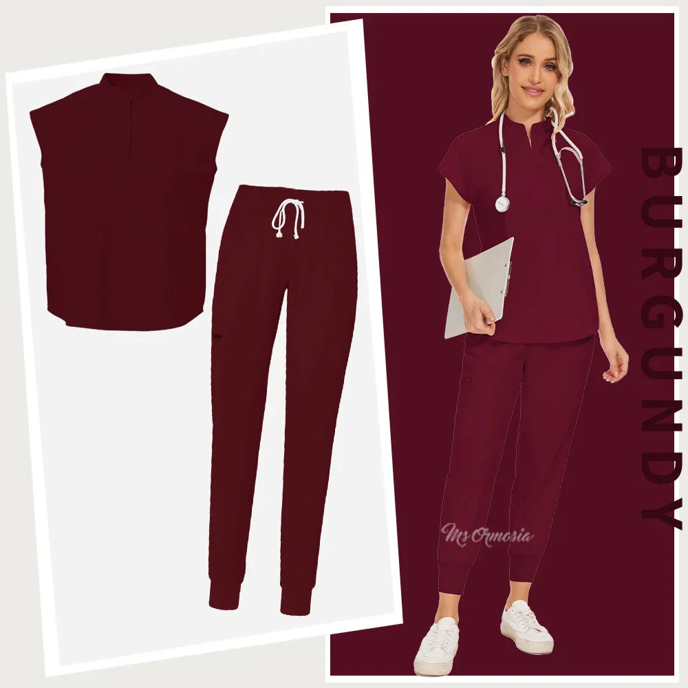 Women's Elastic Scrub Set for Medical Professionals