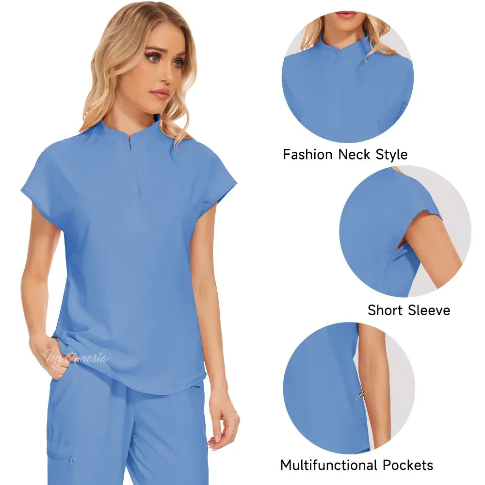 Women's Elastic Scrub Set for Medical Professionals