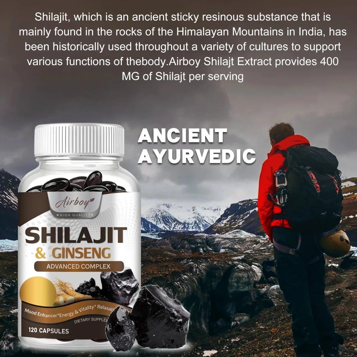 Suplemento Premium de Shilajit y Ginseng - 120 Cápsulas