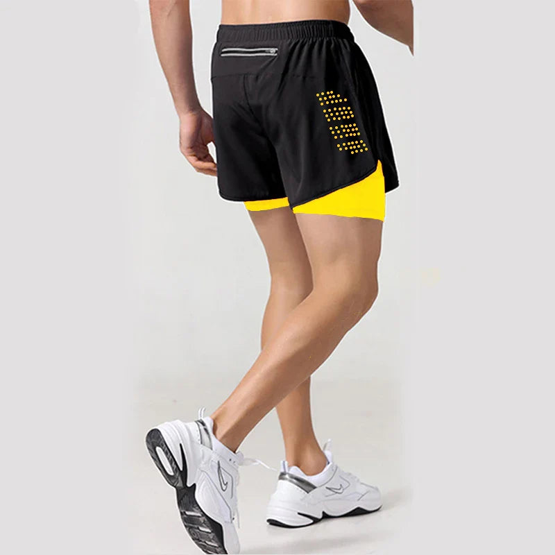 Shorts de course 2 en 1 pour hommes à séchage rapide