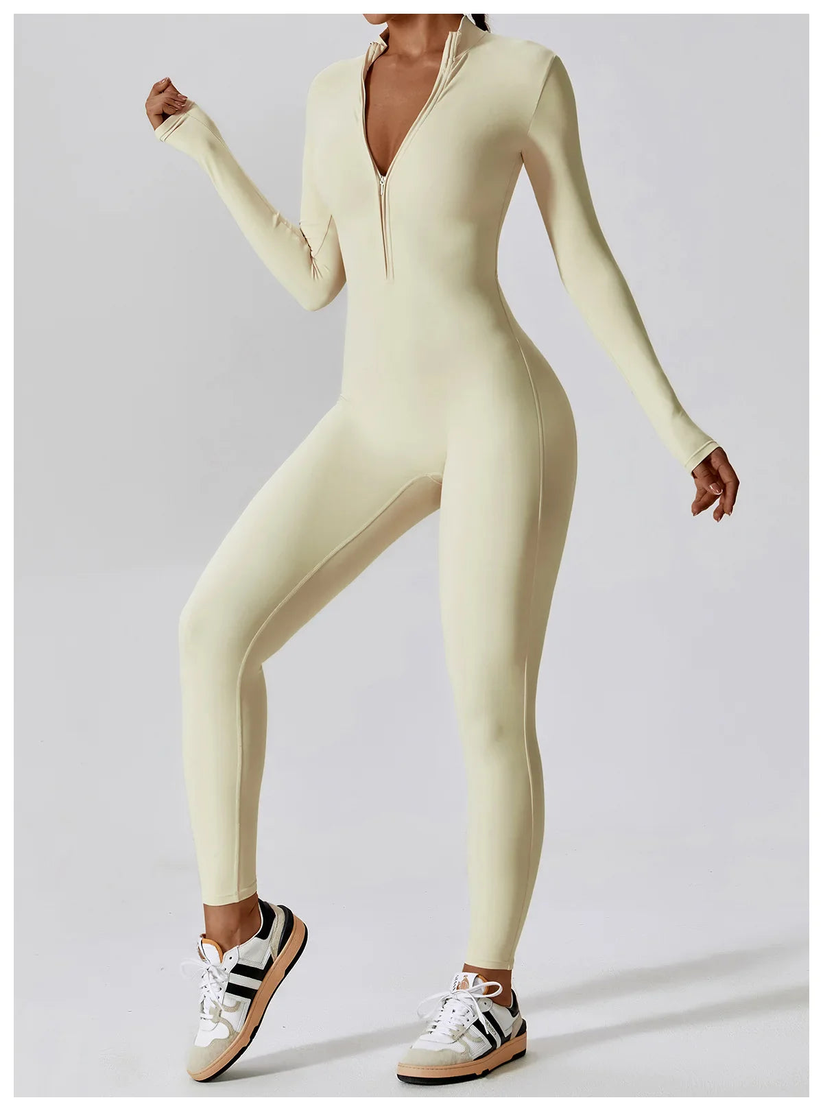 Premium Long Sleeved Yoga Jumpsuit with Zipper