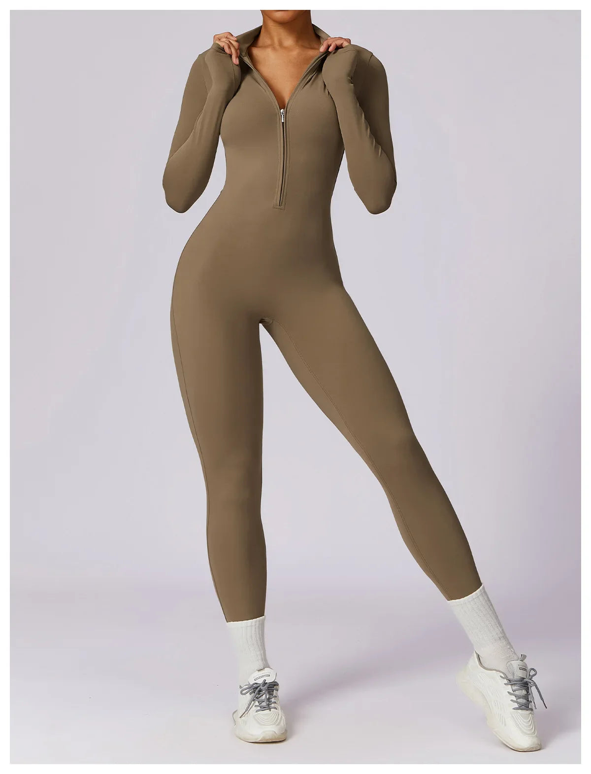 Premium Long Sleeved Yoga Jumpsuit with Zipper