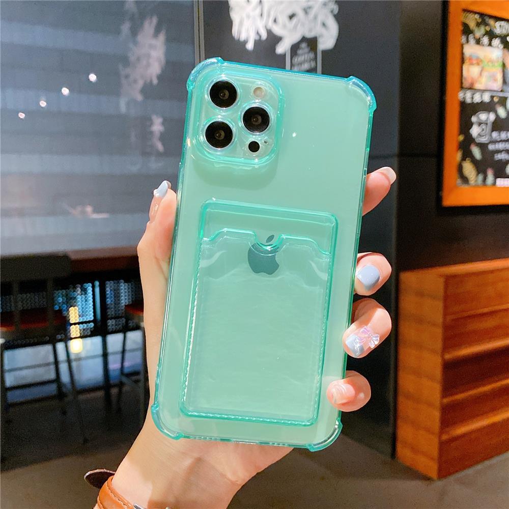 Transparent Card Slot Holder Case for iPhone Models