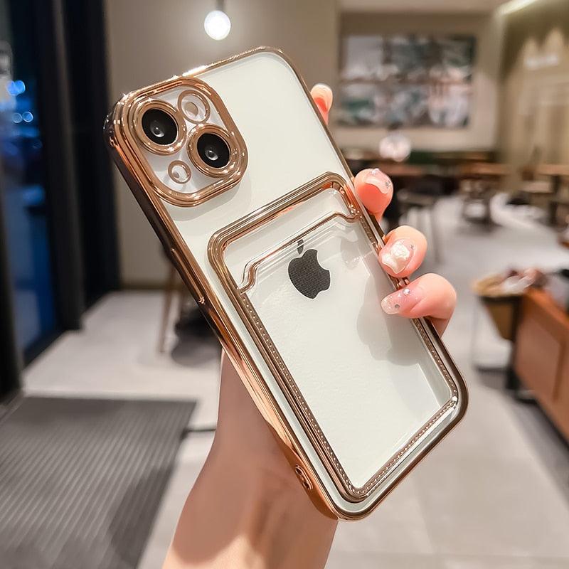 Coque de portefeuille transparente pour iPhone
