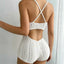 Boho Crochet Romper - White Front Tie Backless