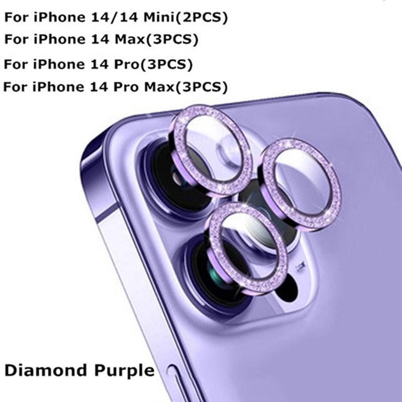 Premium 9H Tempered Glass Camera Lens Protector with Metal Ring for iPhone 14 & 13 Series - Korvel