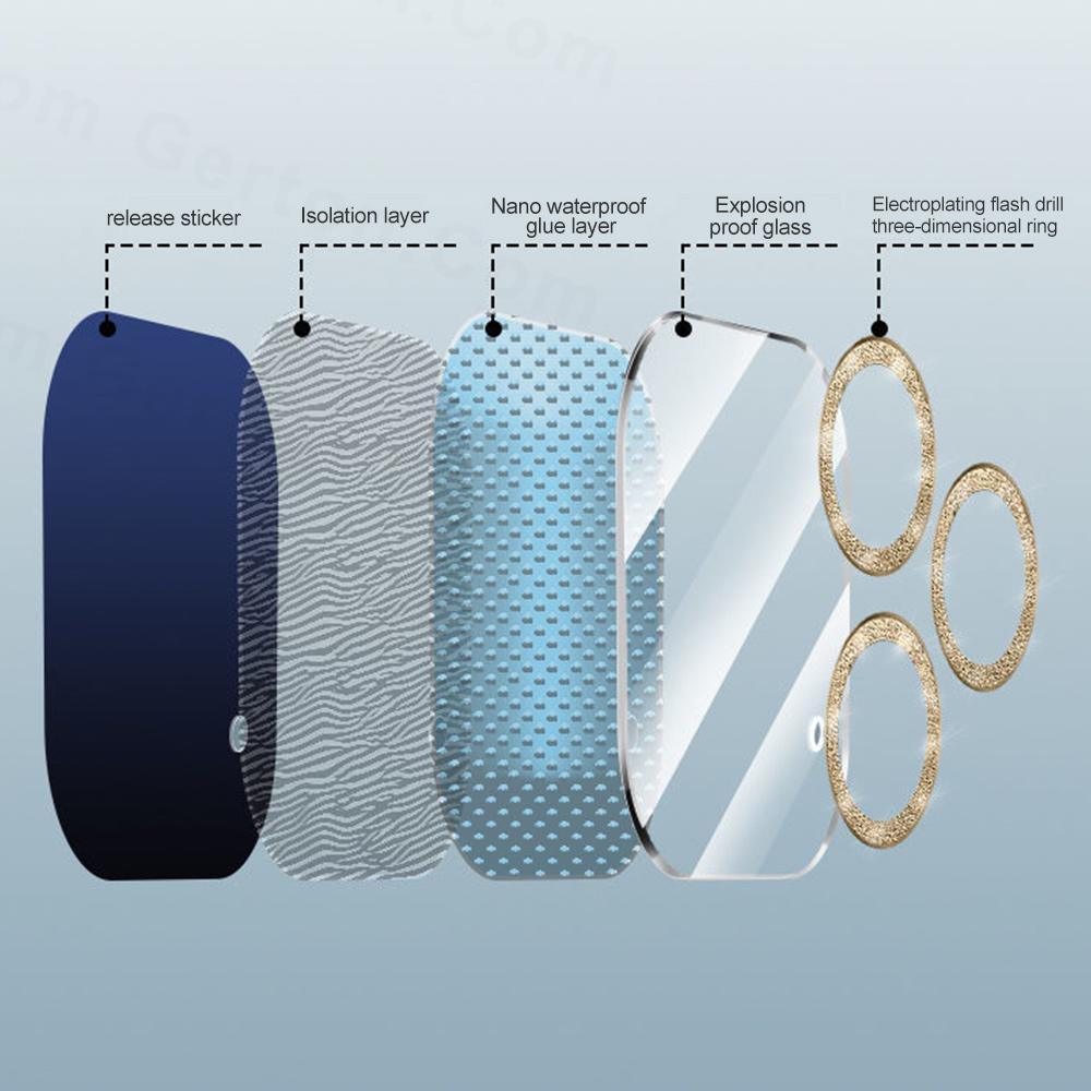 Sparkling Camera Lens Protector for iPhone 14 Pro Max - Shockproof Tempered Glass Cover - Korvel
