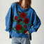 BlossomBlue Y2K Oversized Floral Sweatshirt
