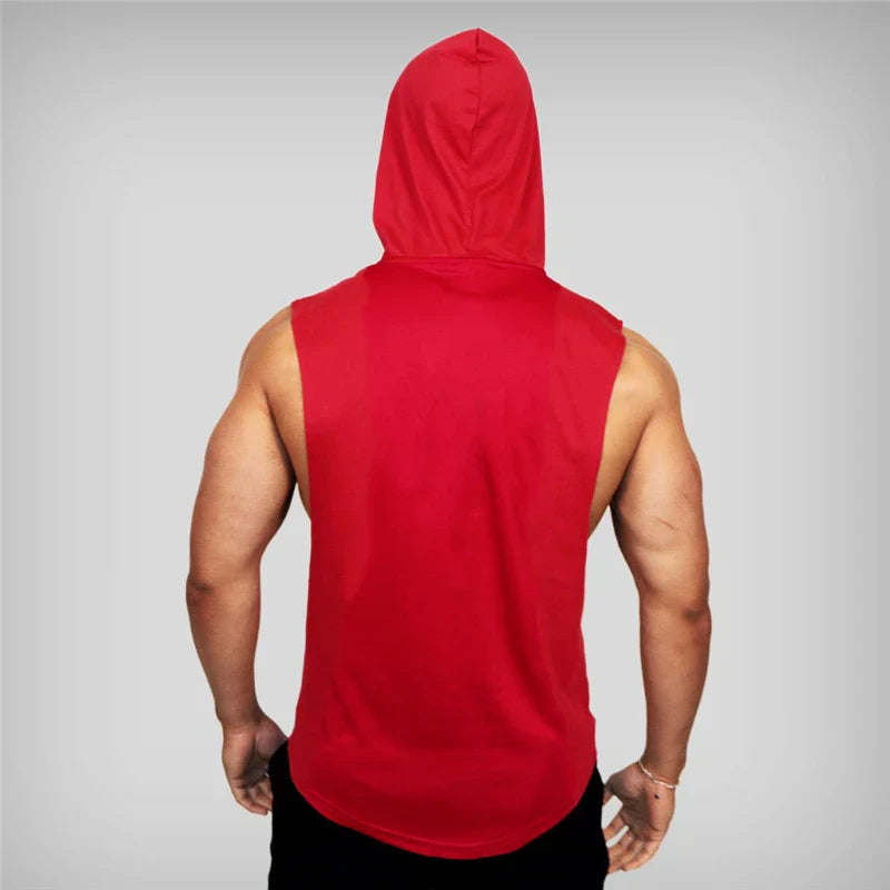 Camiseta sin mangas con capucha para gimnasio para hombres