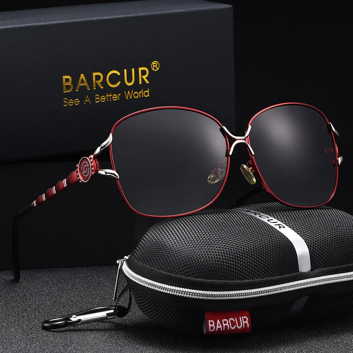Lunettes de soleil surdimensionnées polarisées pour femmes BARCUR - Monture noire chic