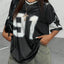 Black Speed 91 Print V-Neck T-Shirt for Women
