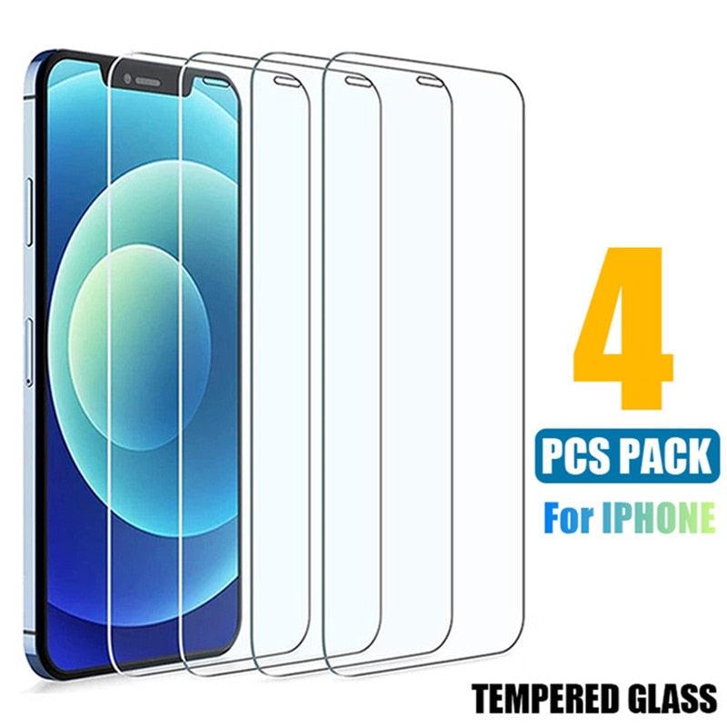 Protector de Pantalla de Vidrio Templado Premium de 4 Piezas para iPhone