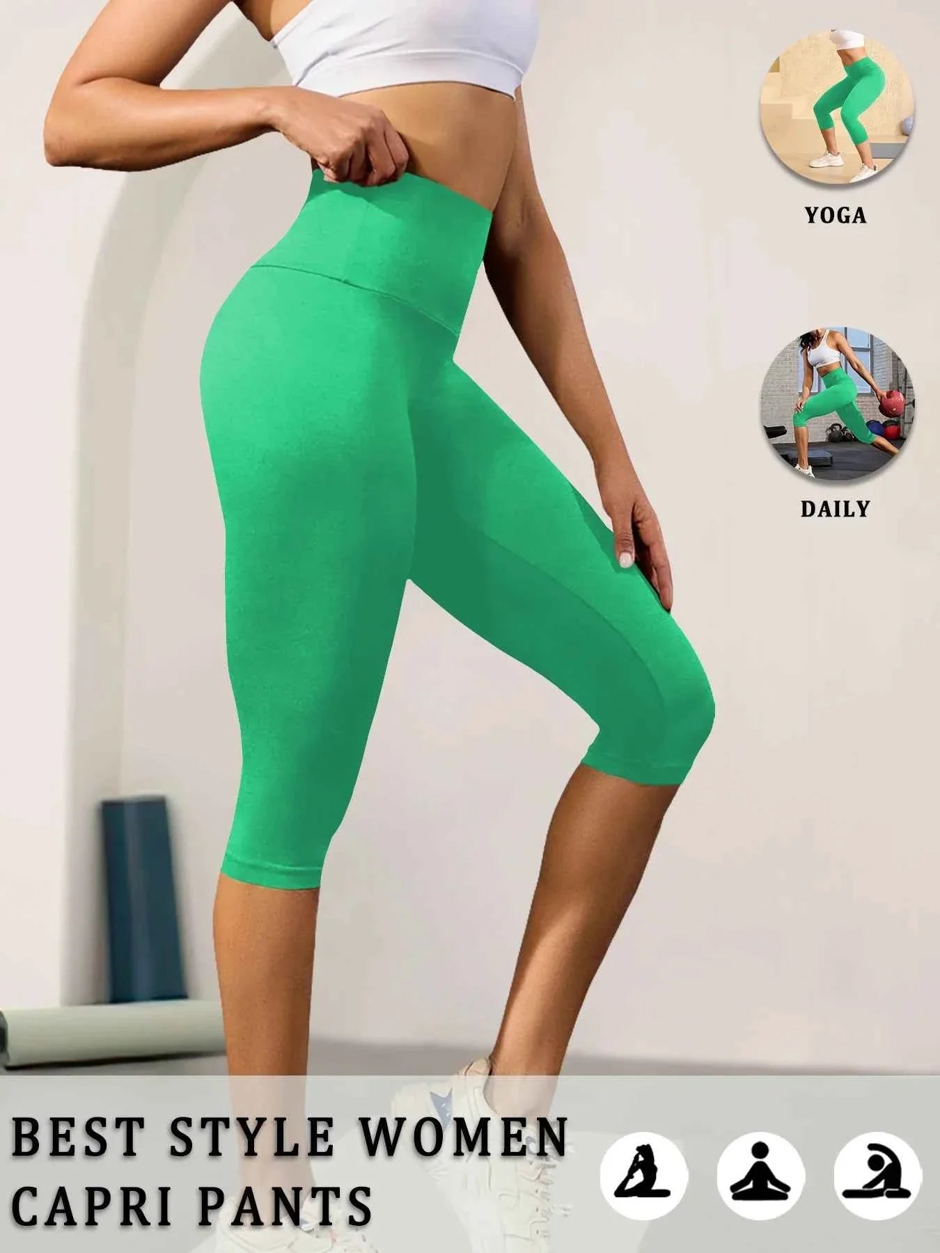 Pantalones de Yoga Capri de Cintura Alta - Comodidad Premium