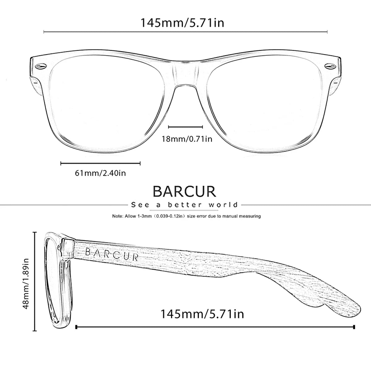Gafas de sol polarizadas de madera natural para mujer BARCUR