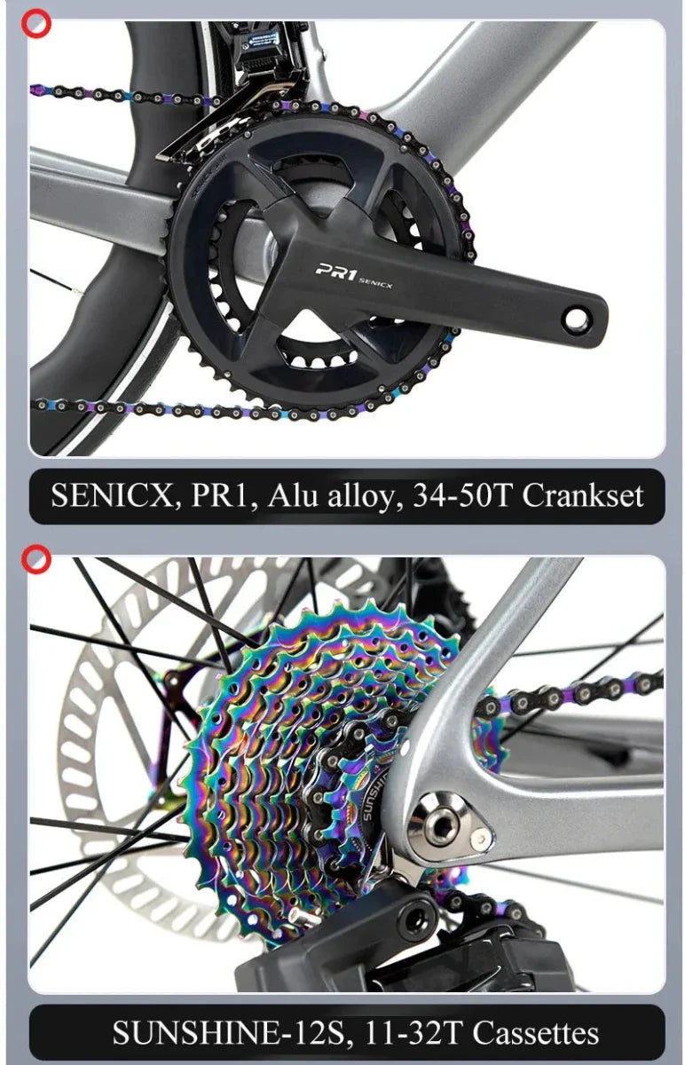 Bicyclette de route en carbone TWITTER R15pro - Vélo disc hydraulique pour hommes