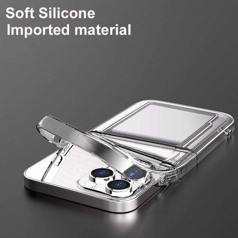 Coque de téléphone transparente antichoc avec double emplacement pour cartes pour iPhone