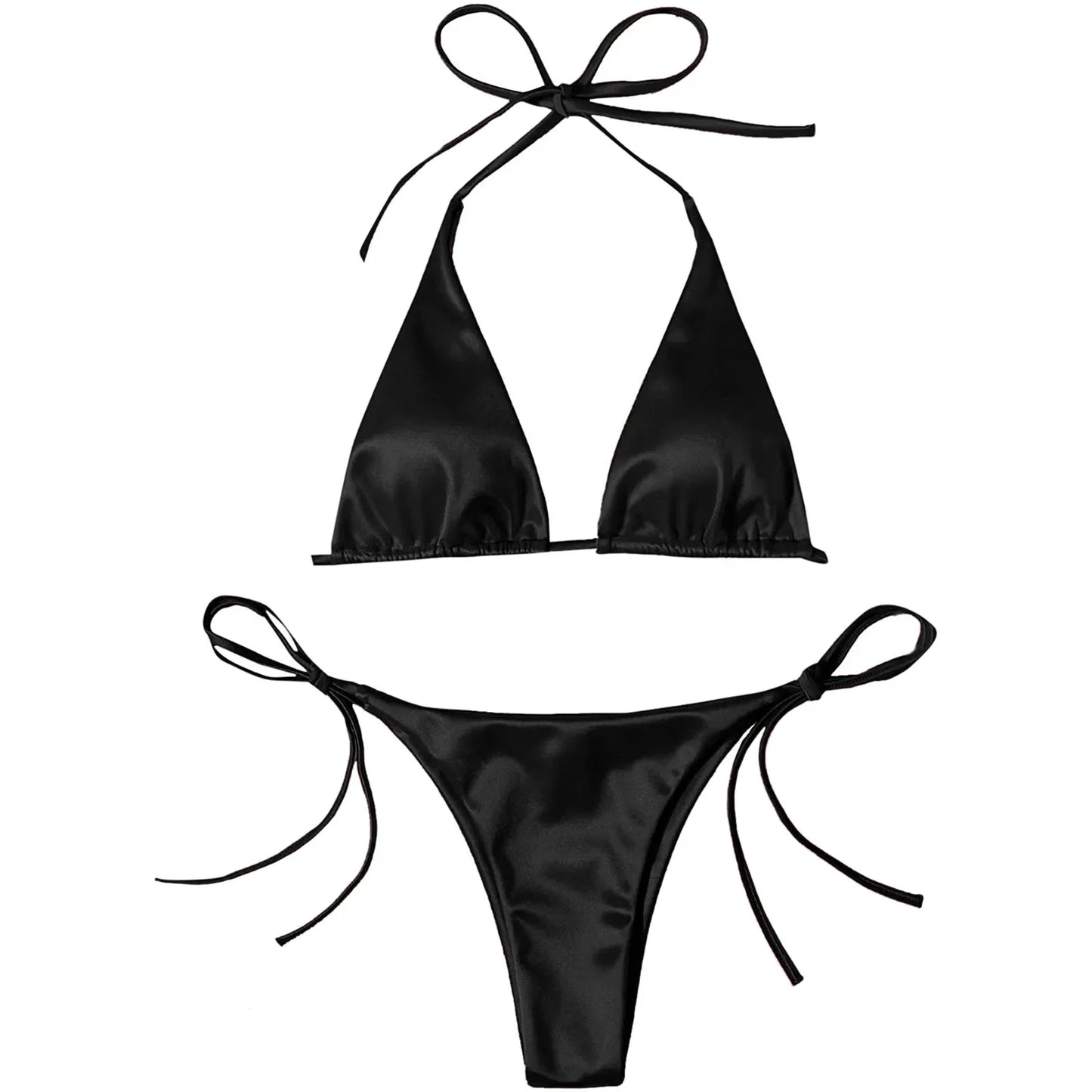 Ensemble de bikini brésilien en satin luxe ShimmerWave