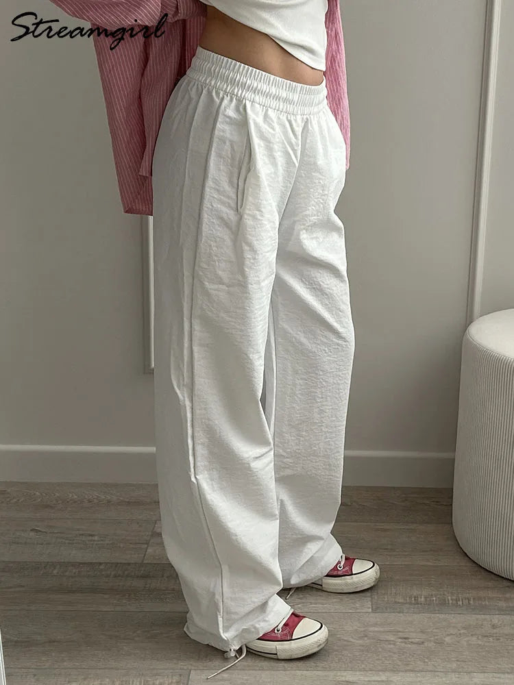 ChicEase Pantalons Jogging Taille Haute à Jambes Larges