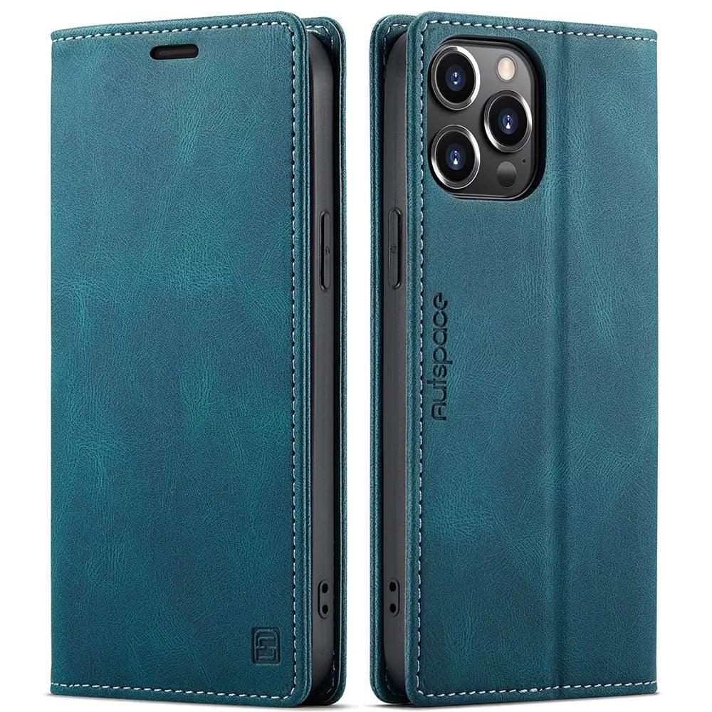 Premium Vintage Wallet Case for iPhone - Leather Flip Cover