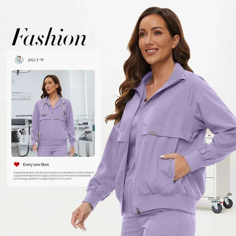 Chaqueta de Scrubs de Enfermería de Manga Larga Niaahinn