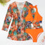 Elegant 3-Piece Halter Bikini Set with Kimono Cover-Up