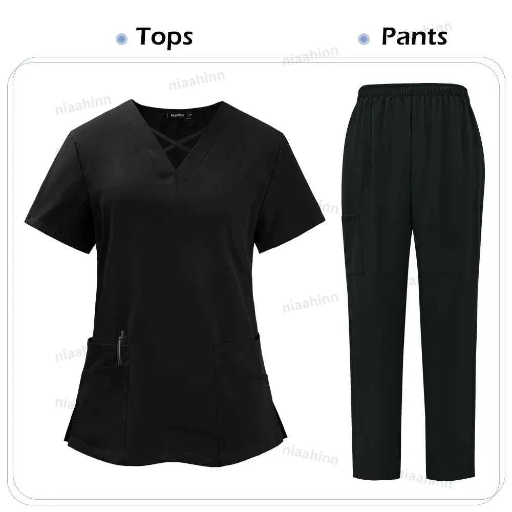 Premium Spandex Scrub Uniform Set - Top & Pants