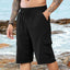Shorts de plage en lin pour hommes avec taille élastique décontractée