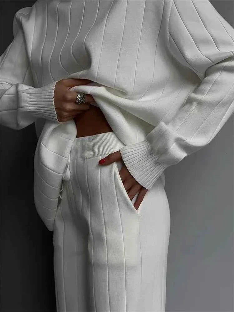 Autumn Winter Women's Knitted Tracksuit Set