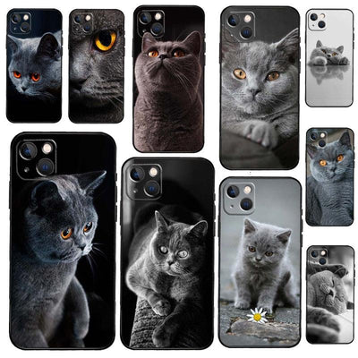 Coque élégante pour iPhone avec un chat British Shorthair gris