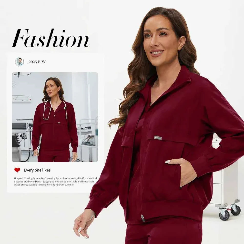 Chaqueta de Scrubs de Enfermería de Manga Larga Niaahinn