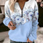 Floral Oversized Zip-Up Hoodie for Women