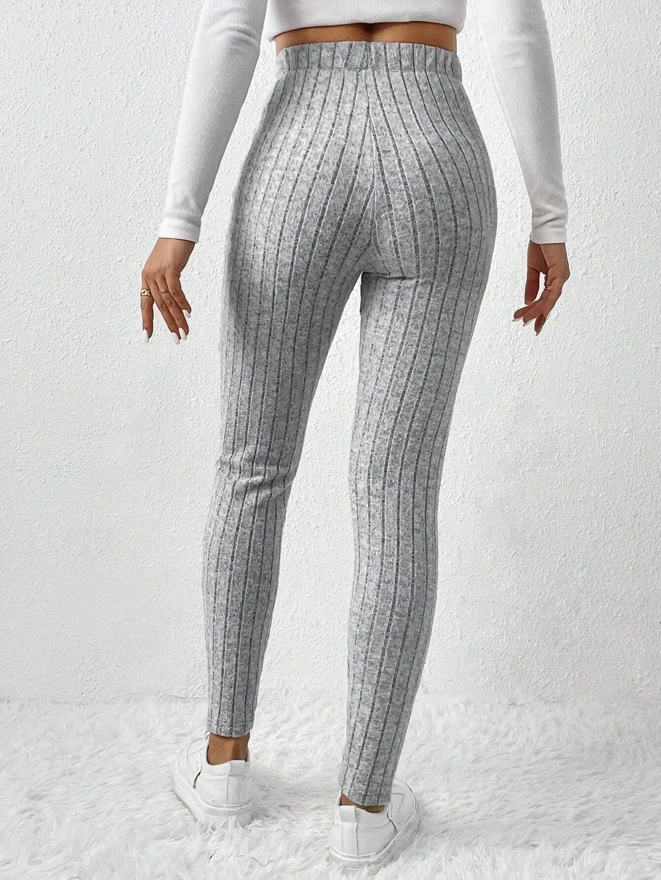 Leggings de punto acanalado hasta la mitad de la pantorrilla para mujeres