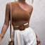 Crop Top de Sport Femme à Une Épaule