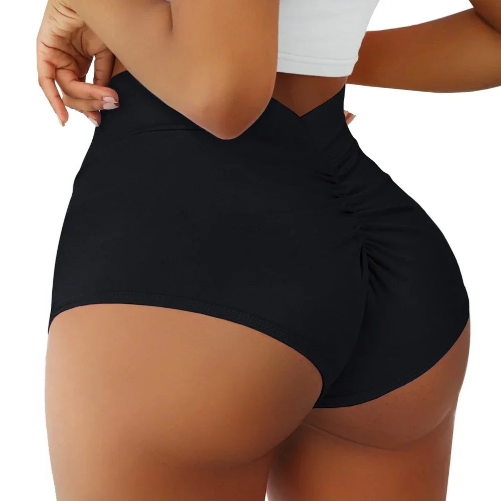 Shorts de sport taille haute avec fronces