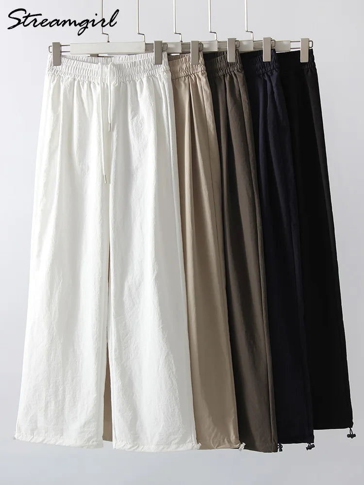 ChicEase Pantalons Jogging Taille Haute à Jambes Larges