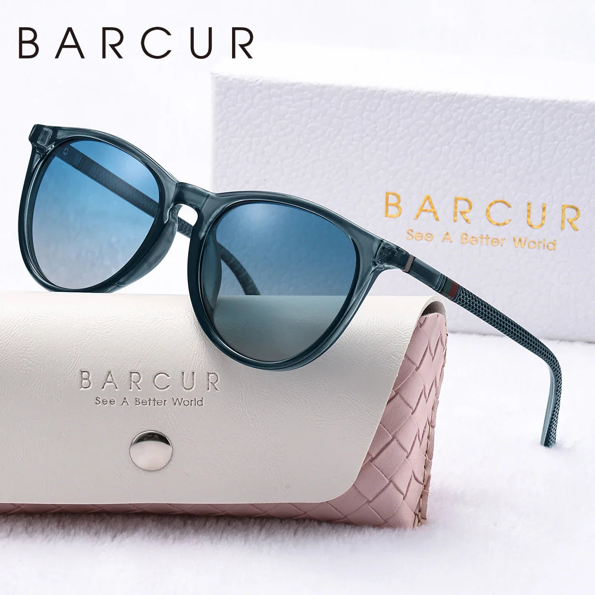 Lunettes de soleil rondes roses BARCUR pour femmes
