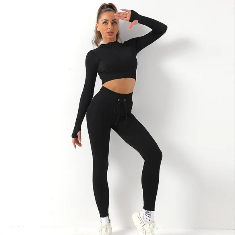 Conjunto de Traje de Yoga Sin Costuras para Mujeres