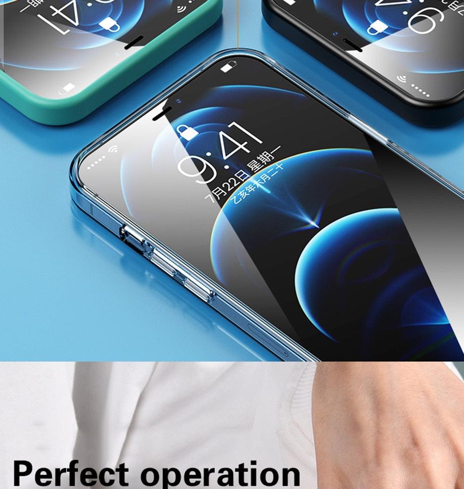 Protector de Pantalla de Vidrio Templado de Cubierta Completa de 4 Piezas para iPhone